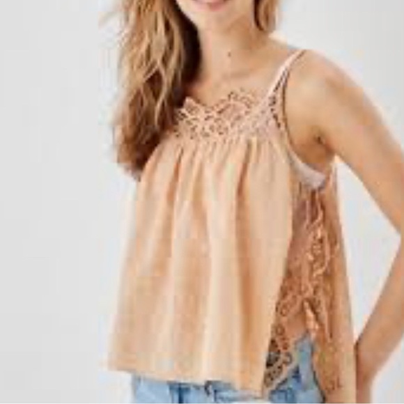 American Eagle Flowy Side Tie Tank Lace Crochet Detail BOHO Size Medium NWT - Picture 1 of 4